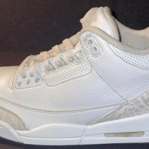 Nike Air Jordan 3 Retro Pure Triple White Silver Men Size 8 Women 9.5 136064-111